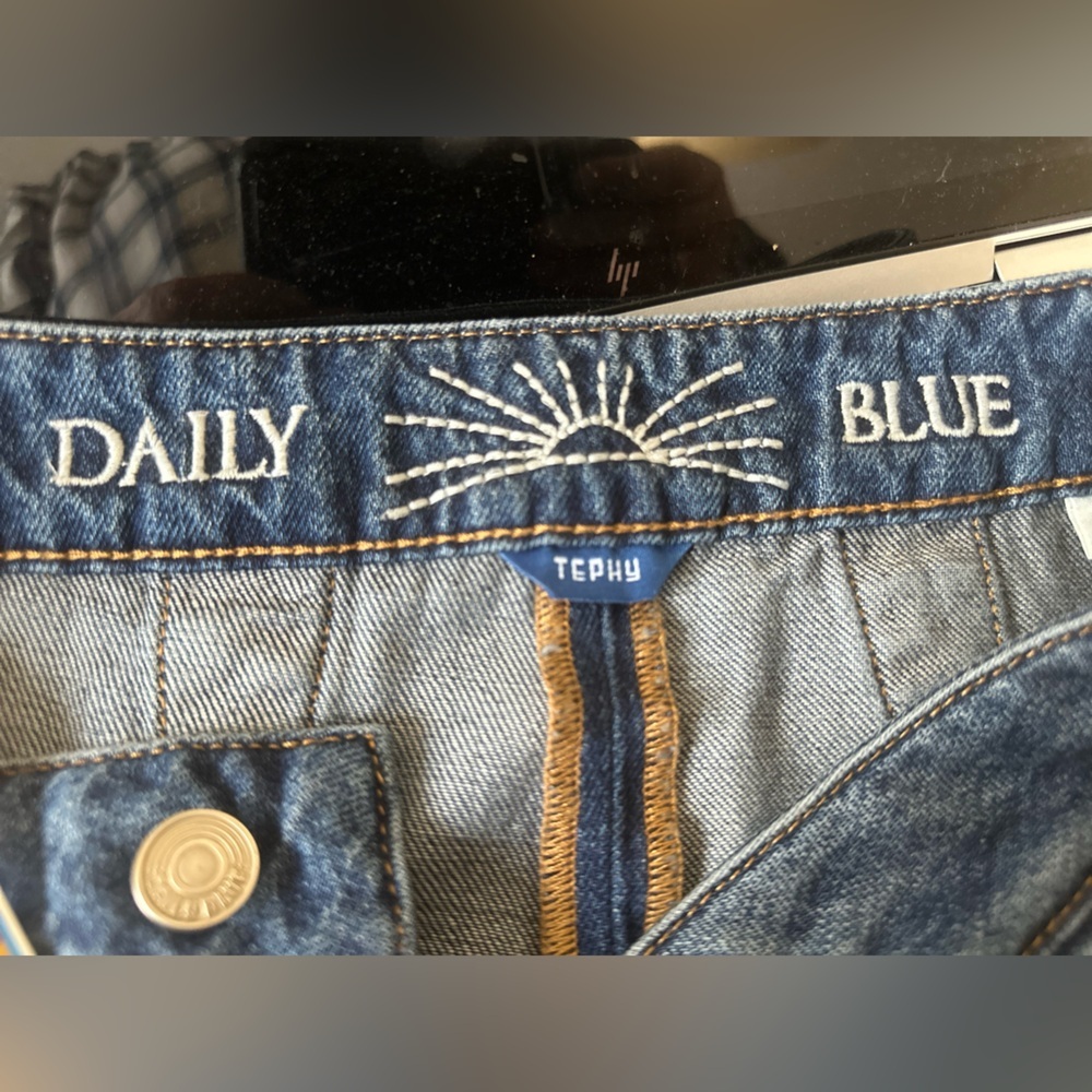 Daily Blue Skirt L Denim Midi Skirt Button Front Pockets Modest Jean Skirt NWT - Picture 7 of 11